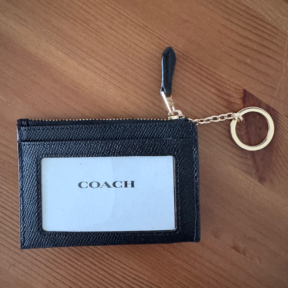 Coach Black Card Holder with Keychain